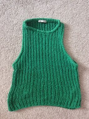 Zara green knit tank top